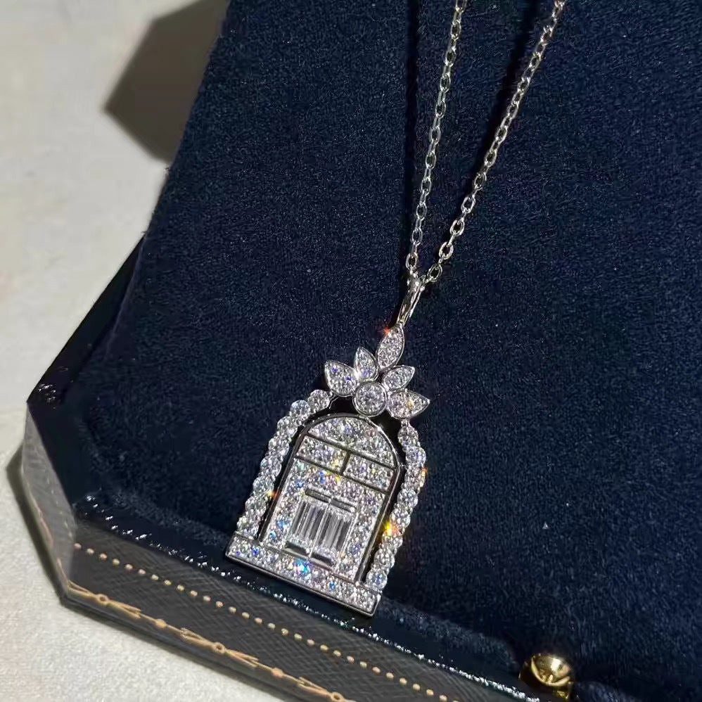 Wholesale French Retro Castle Gate Necklace Rhinestone Clavicle Chain Fashion Accessory