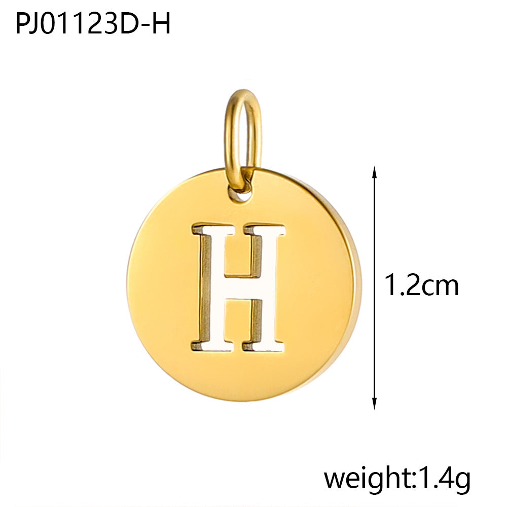 Wholesale Stainless steel round brand 26 letter hollow DIY pendant
