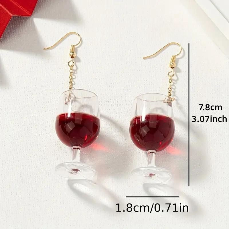 Wholesale Red Wine Glass Bottle Earrings