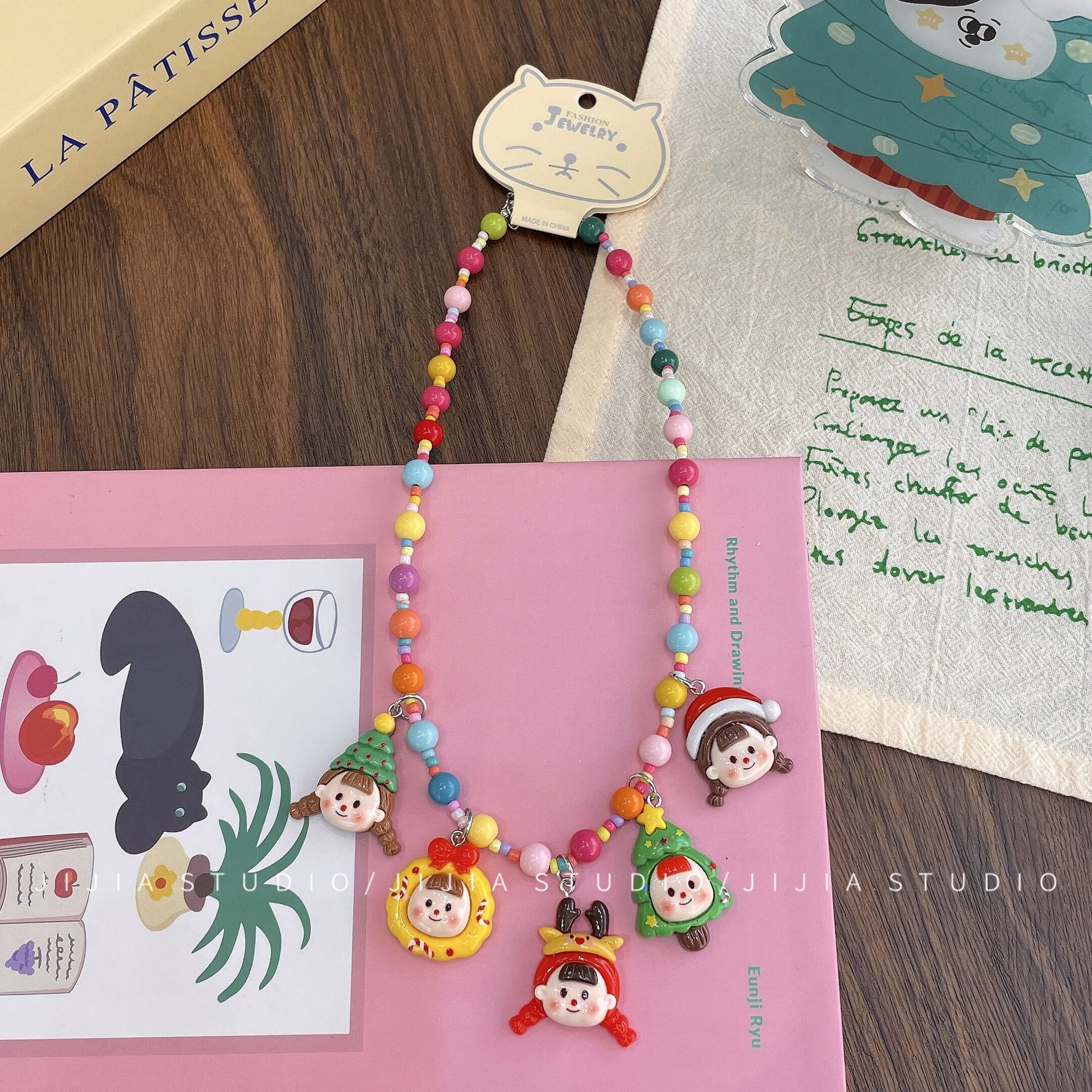 Wholesale Colorful cartoon Christmas beaded necklace