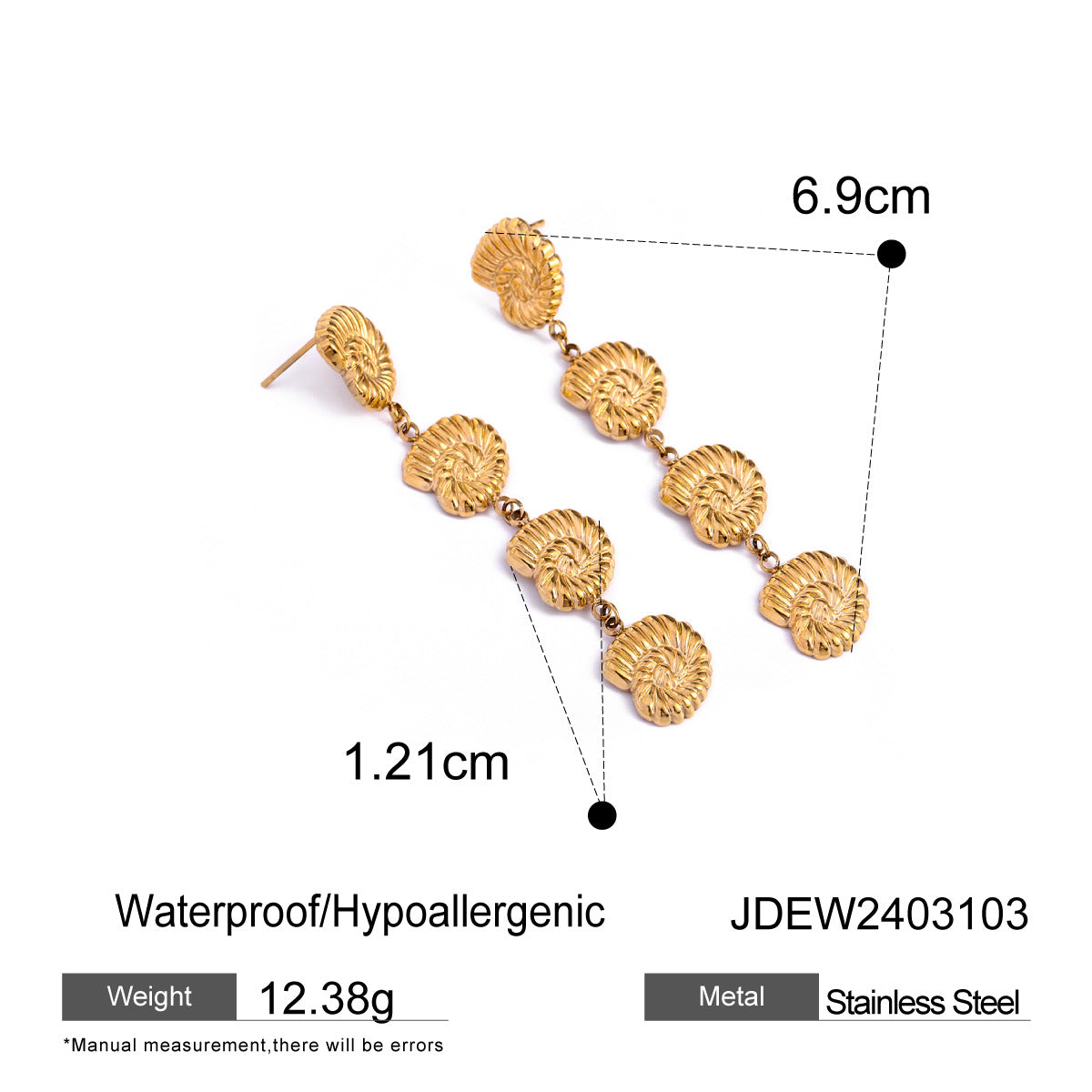 Wholesale 18K Gold Stainless Steel Snake Chain Hanging Conch Accessories Necklace