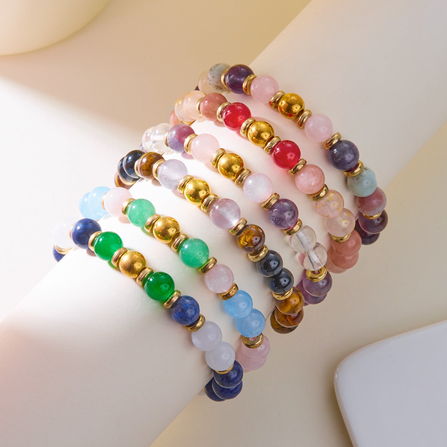 Wholesale  color natural stone bracelet  rainbow  jewelry