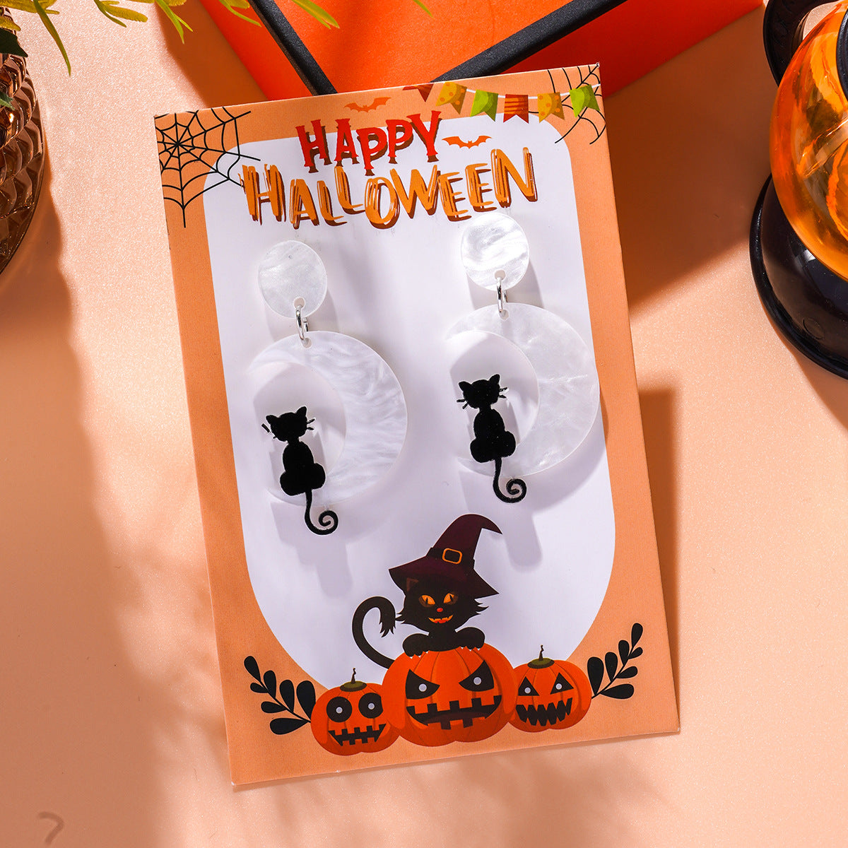 Wholesale Halloween Acrylic Cat Earrings ACC-ES-Ditong002