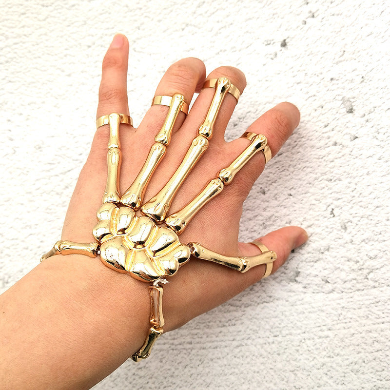 Wholesale  fashion snake ring personality punk skull hand bone ring