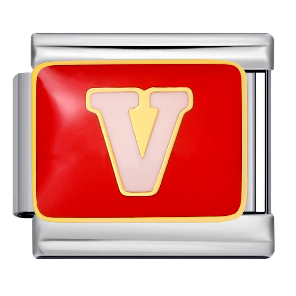 Wholesale Italian Charm Bracelet 9mm DIY Splicing Colored Letters Series Stainless Steel Composable Bracelet