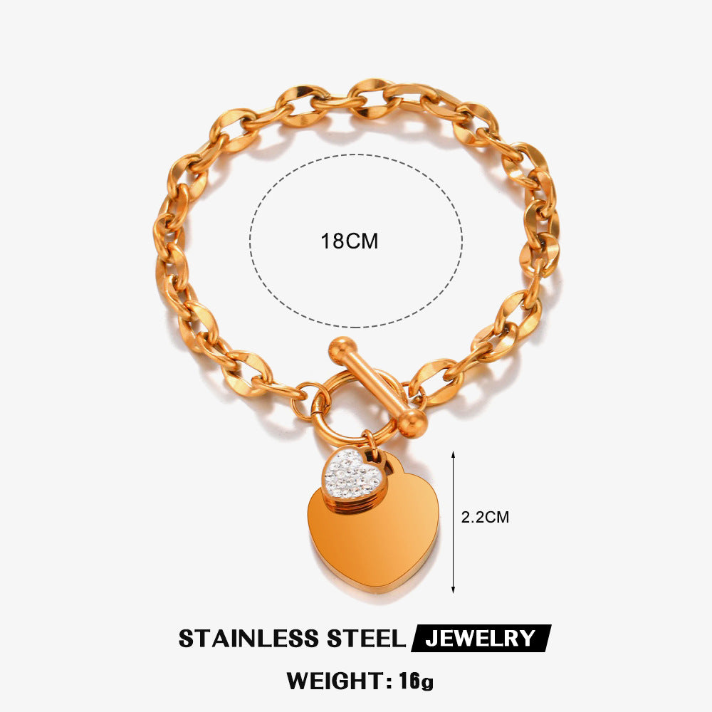 Wholesale stainless steel simple heart jewelry bracelet necklaces set