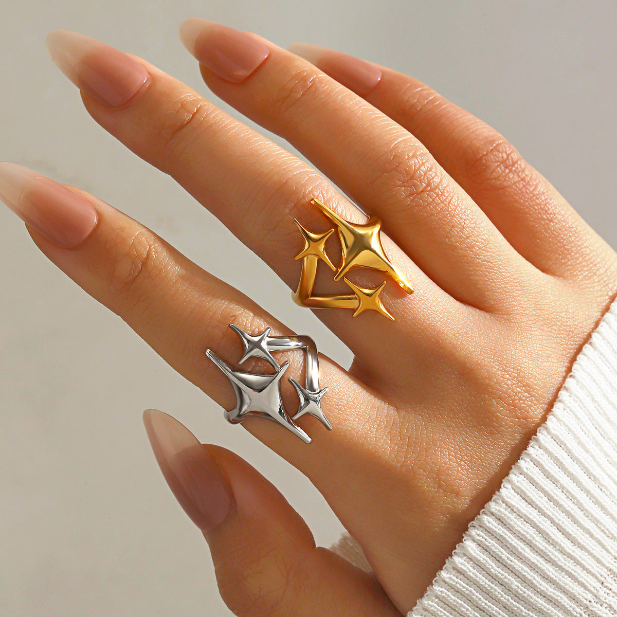 Wholesale Modern Star Opening Ring Stainless Steel Fashion Jewelry Accessory for Everyday Wear