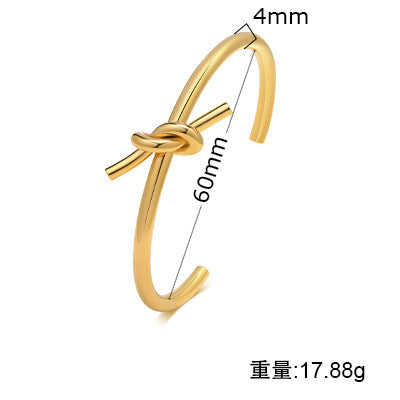 Wholesale Open Bracelet Geometric Stainless Steel 18K Gold ACC-BT-HuaLanXin001