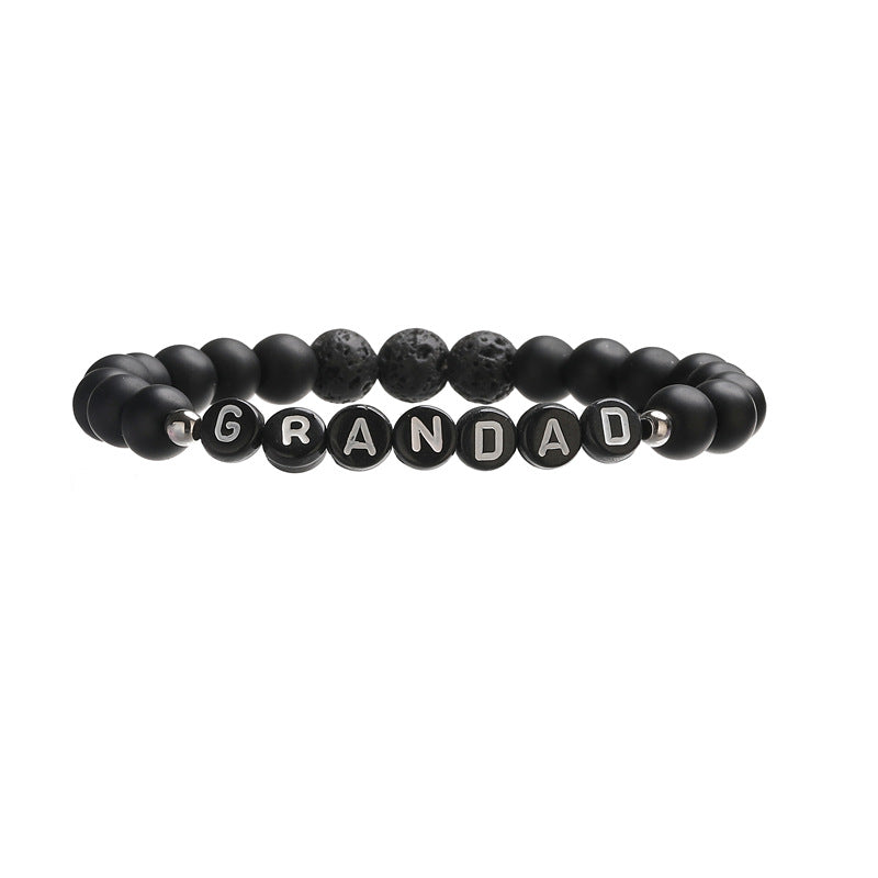 Wholesale European Style 8Mm Natural Stone DAD Letter Beaded Bracelet Father S Day Gift Elastic Cord Jewelry Accessory