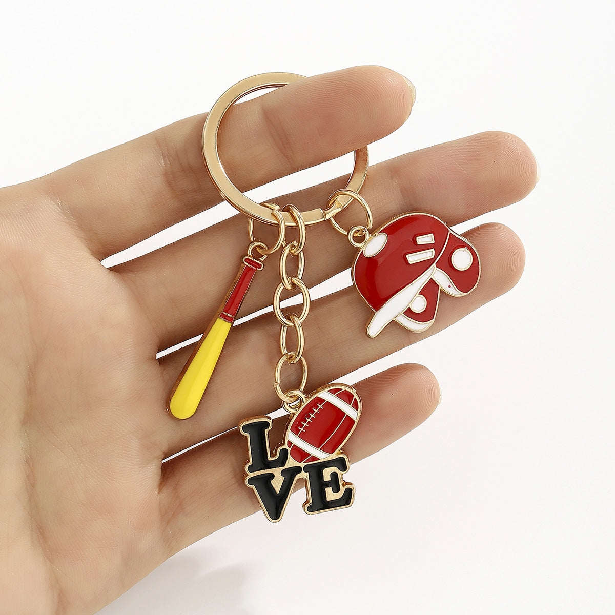 Wholesale Cartoon Sports Style Oil Dripping Baseball Glove Sneakers Keychain