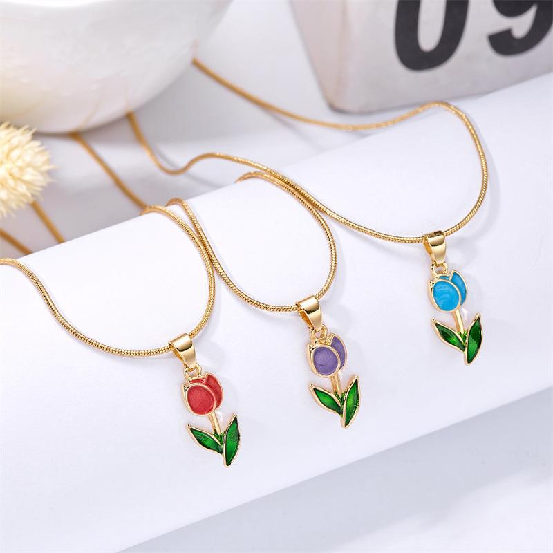 Wholesale Romantic Flower Tulip Necklace Clavicle Chain Choker Necklace ACC-NE-Chuya001