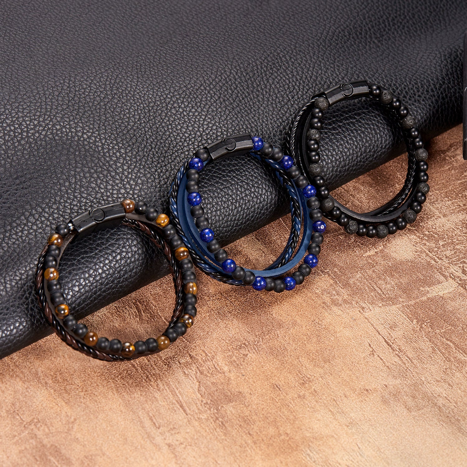 Wholesale men's leather woven bracelet