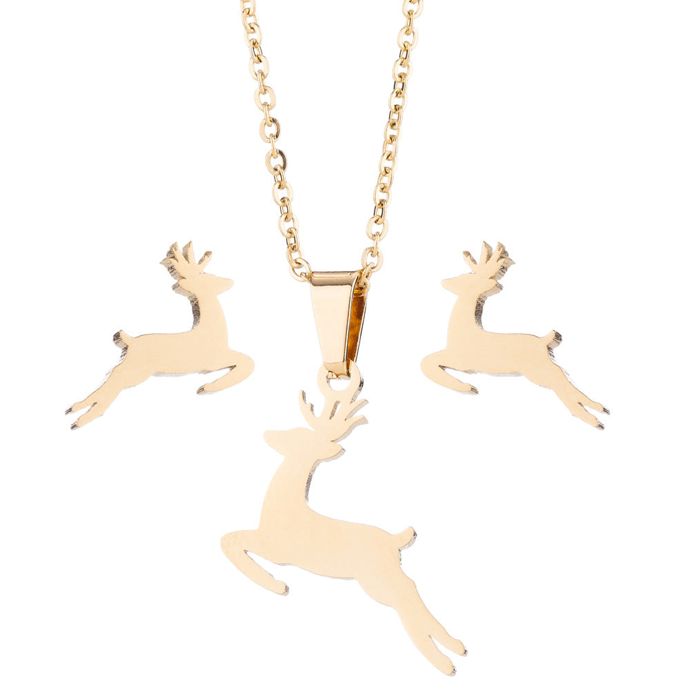 Wholesale Christmas Animals Galloping Earrings Necklace Set ACC-NE-ShuangS002