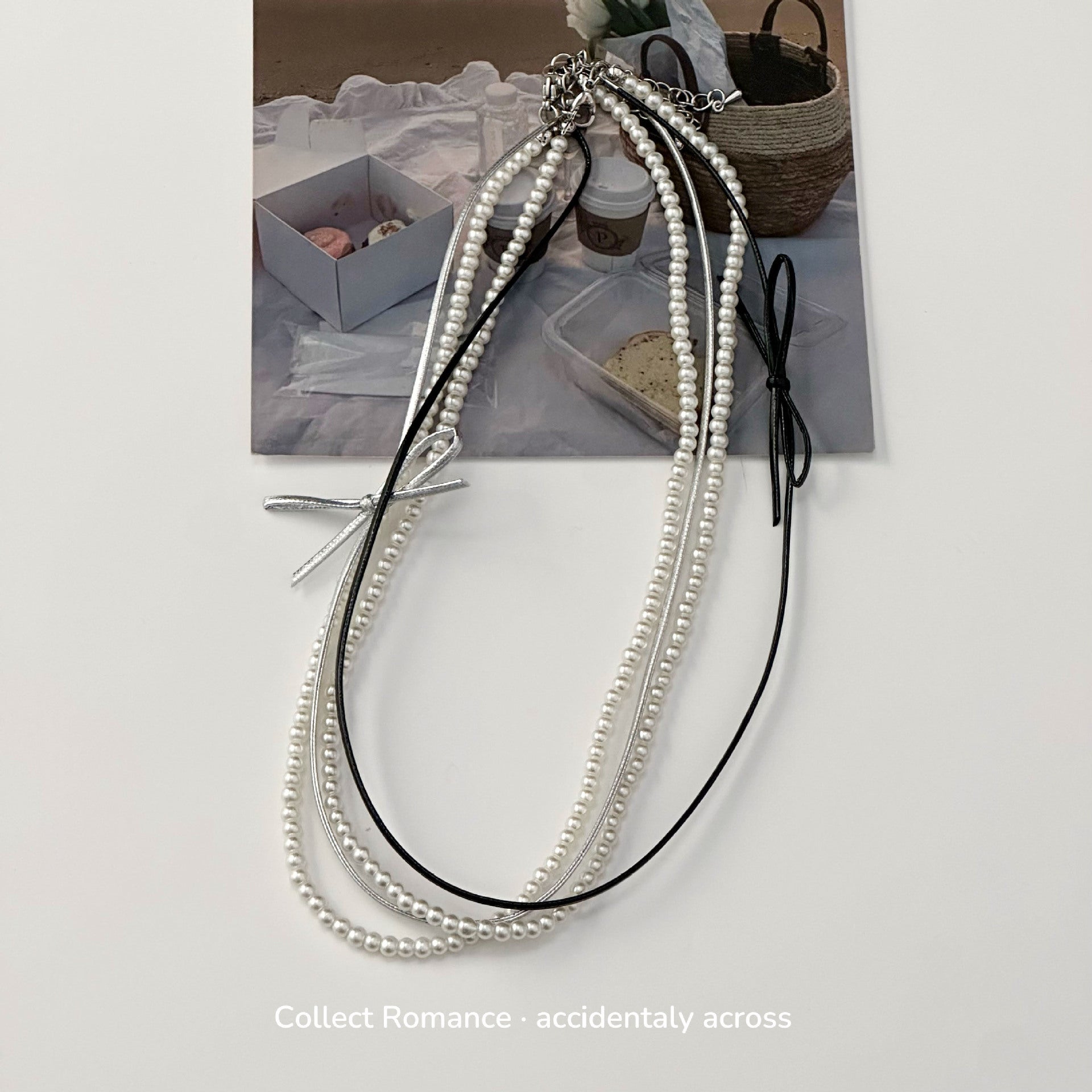 Wholesale Light Luxury  Double Layer Pearl Bow Necklace