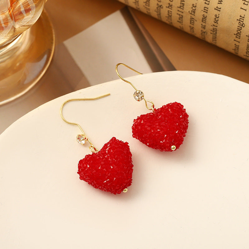Wholesale European Style Heart Earrings with Diamond Accents Party Wear Gift Fashion Accessory