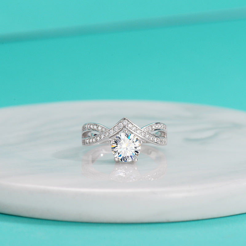 Wholesale S925 Sterling Silver Moissanite Cross Crown Rings ACC-RS-ZYX006