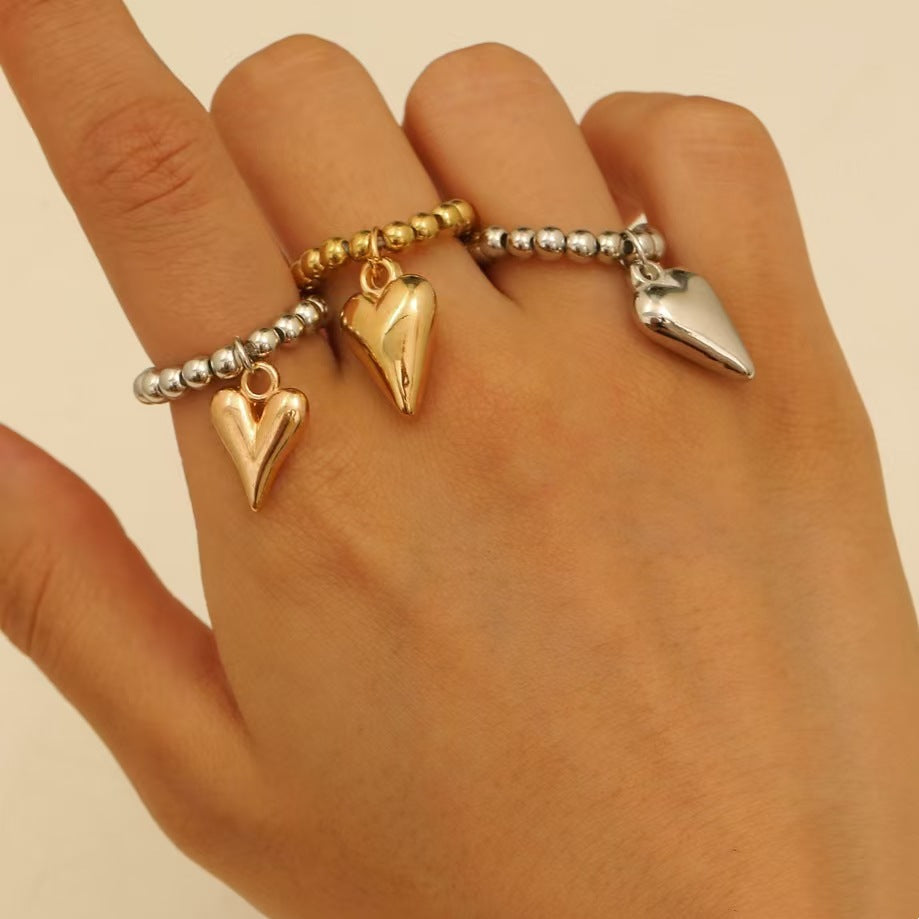 Bracciale con pendente a cuore a catena con perline irregolari retrò all'ingrosso