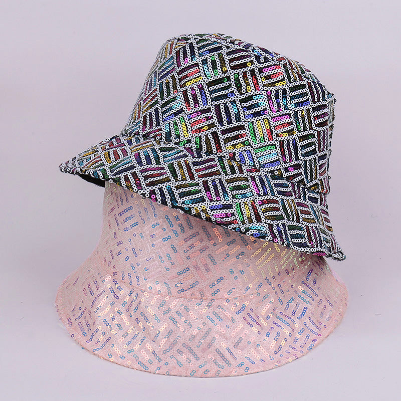 Wholesale  Grid Striped Stage Performance Reflective Pot Cap bucket hat