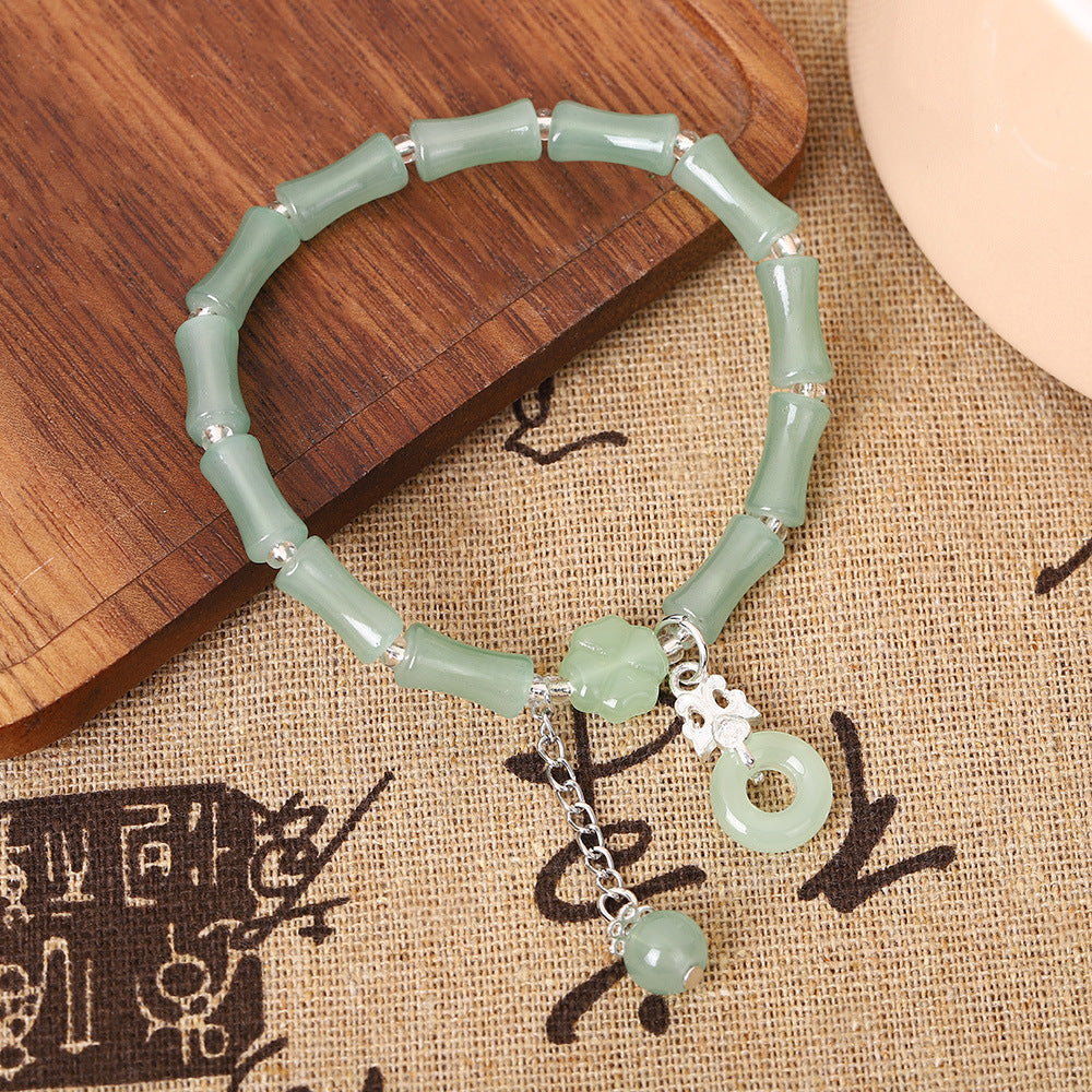 Wholesale Chinese Retro Bamboo Section Bracelet Green Elastic Rope Women S Beaded Jewelry Accessory For Everyday Wear And Gift