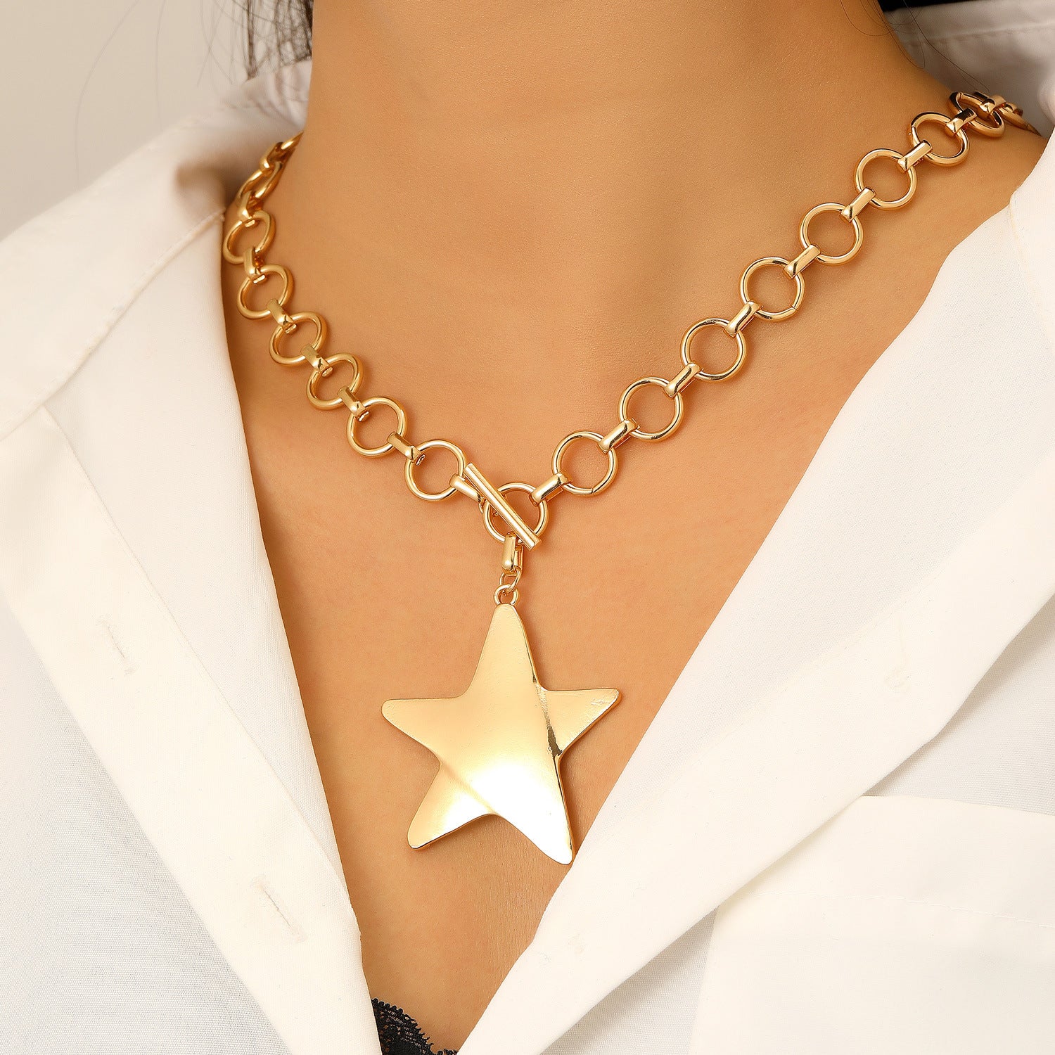 Wholesale Geometric Star Alloy Pendant Necklace Fashion Accessory for Boutique Resale