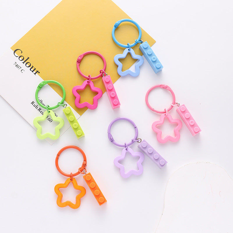 Wholesale acrylic colored five pointed star keychains ACC-KC-HuiMei012