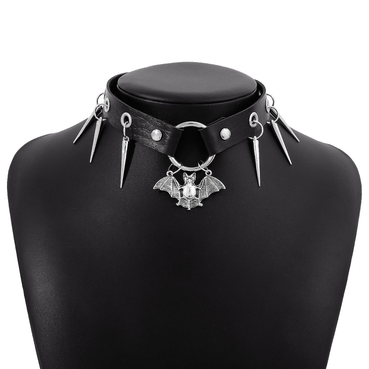 Wholesale  Punk Rock Fan Necklace Chain Gothic Leather Hip Hop Snake Rivet Bondage Collar Chain