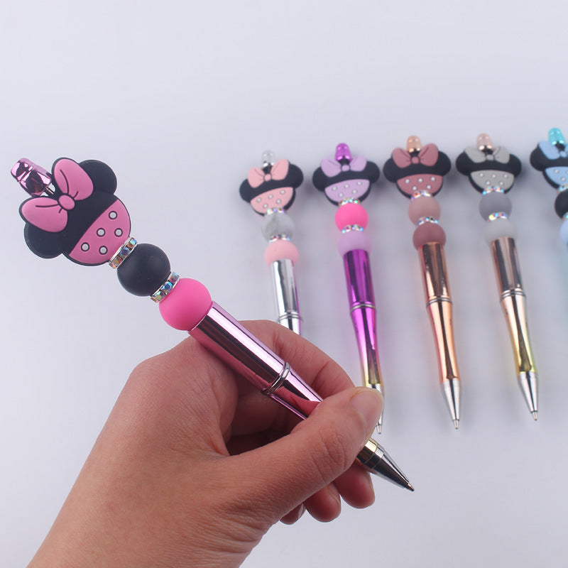 Wholesale  beaded pen DIY creative cartoon animal silicone teether handmade beaded pen