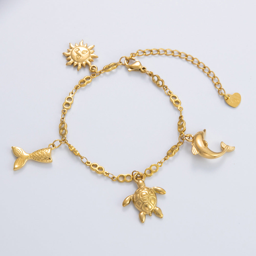 Wholesale Stainless Steel Bracelet Electroplated 18K Gold Anklets Bracelet ACC-AS-YuHui001