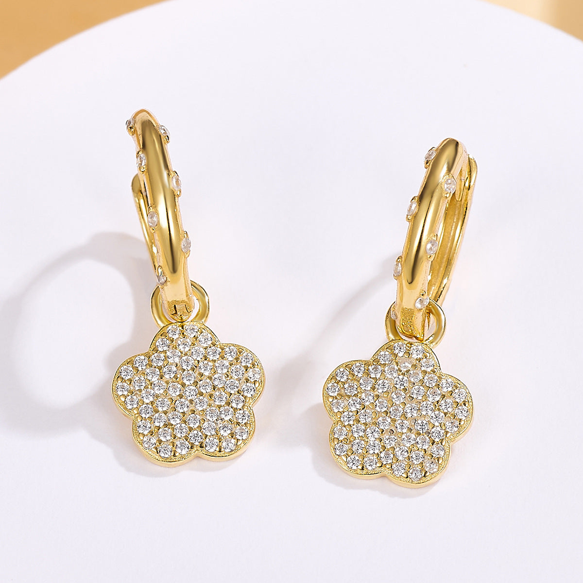 Wholesale S925 Sterling Silver Micro Inlaid Zircon Flower Earrings ACC-ES-JingXu002