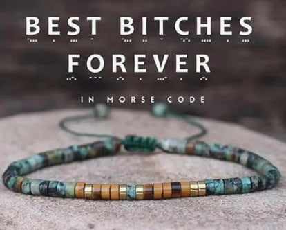 Wholesale Morse Code Tiger Eye Stone Bracelet Unisex Fashion Accessory Gift