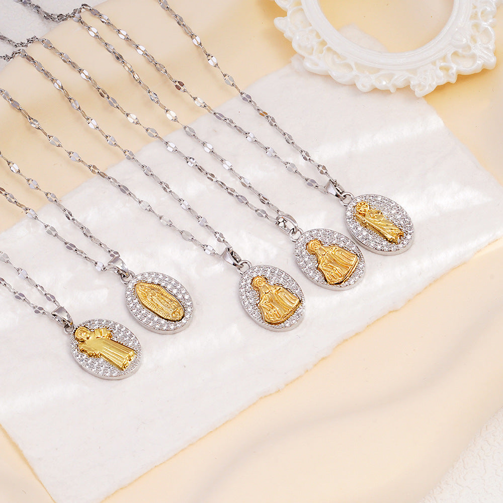 Wholesale Full Zircon Simple Versatile Stainless Steel Necklace