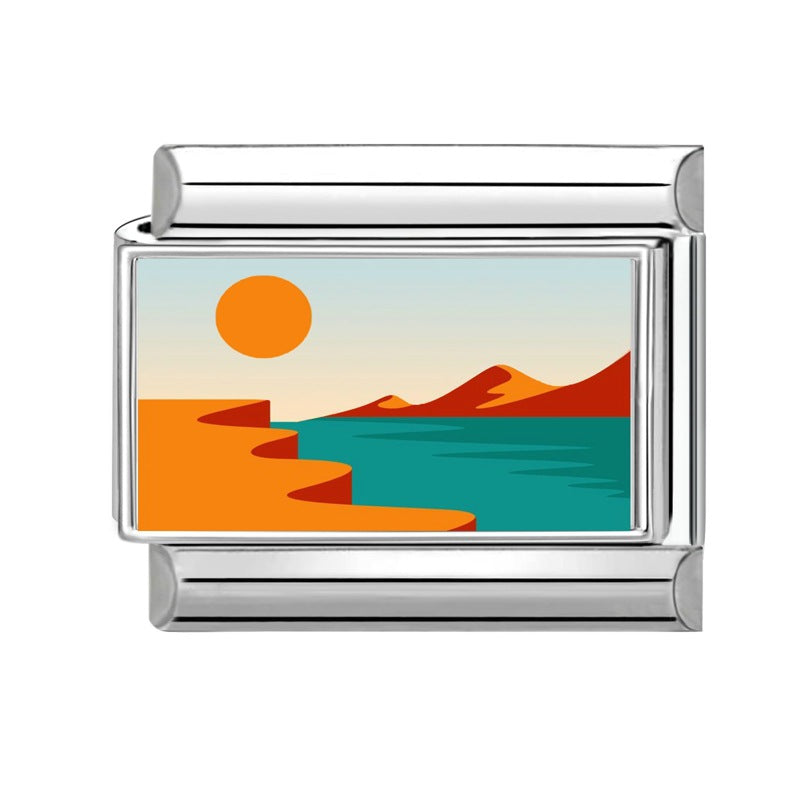 Wholesale Italian-Style Landscape Charm Stainless Steel Bracelet Jewelry Accessory