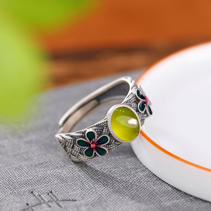 Wholesale watermelon red crystal ring opening adjustable