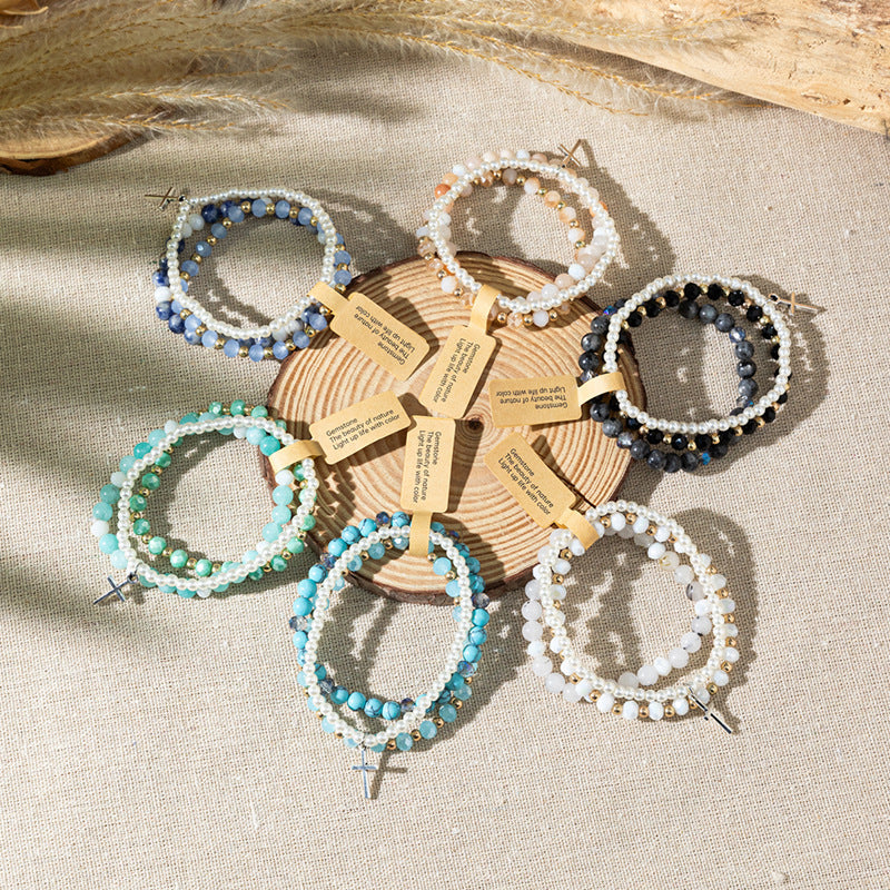 Wholesale Bohemian Color Stone  Multi-Layer Stacked Bracelet