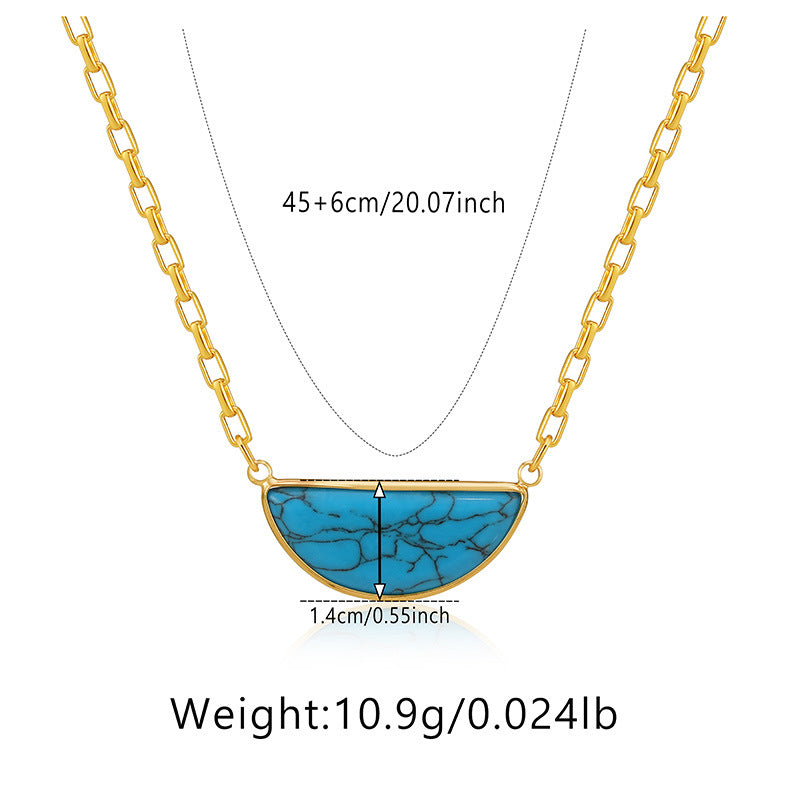 Wholesale Handmade Turquoise Beaded Necklace 18K Gold Plated Clavicle Chain Boutique Resale