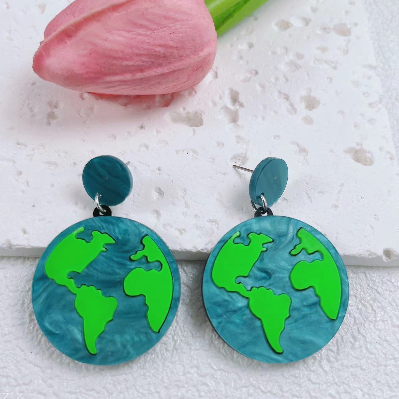 Wholesale Earth Eco-Friendly Glitter Acrylic Earrings ACC-ES-AnDao011