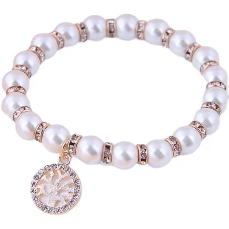 Wholesale Metal Pendant Diamond Pearl Bracelet ACC-BT-Weiy027
