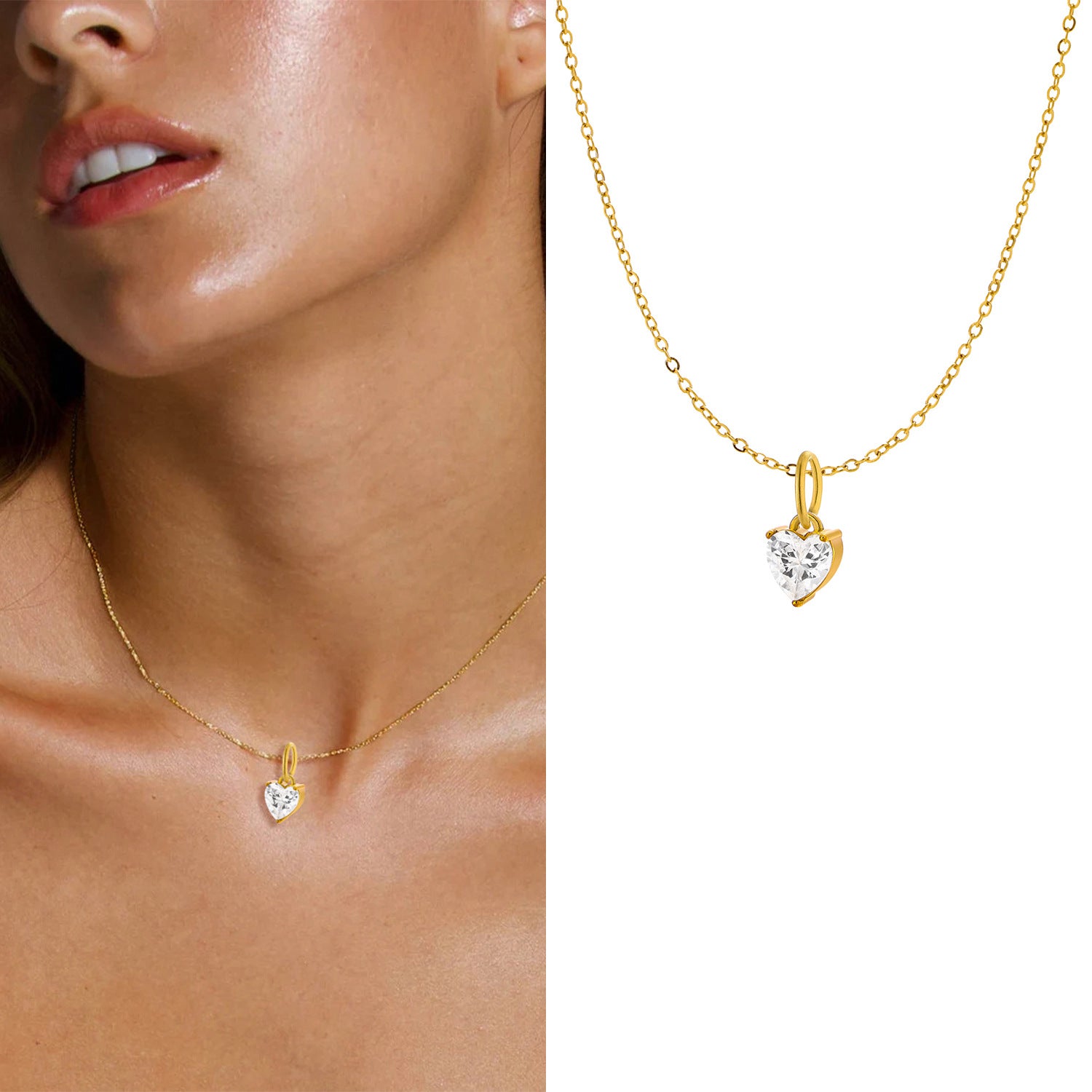 Wholesale Stainless steel heart zircon pendant