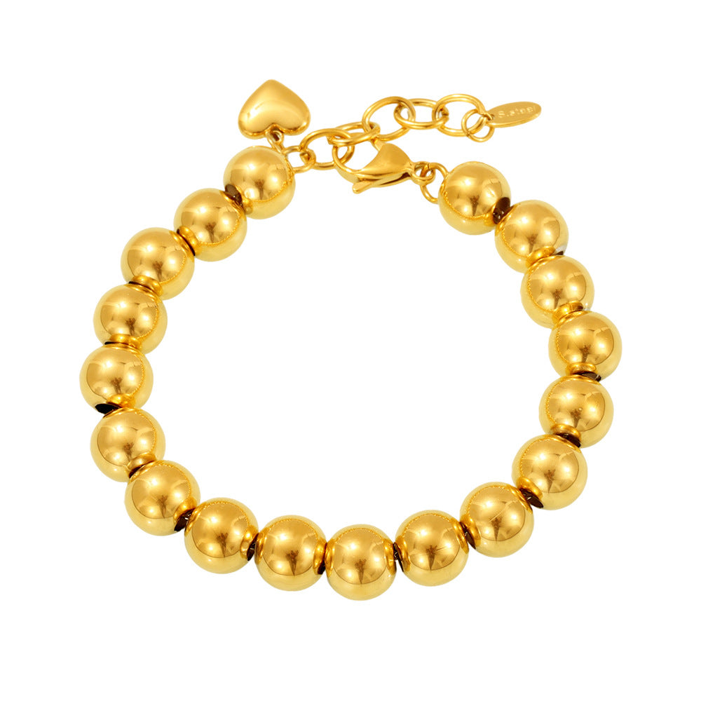 Wholesale Stainless Steel Color-Blocking Hollow Round Bead Handmade Beaded Bracelet