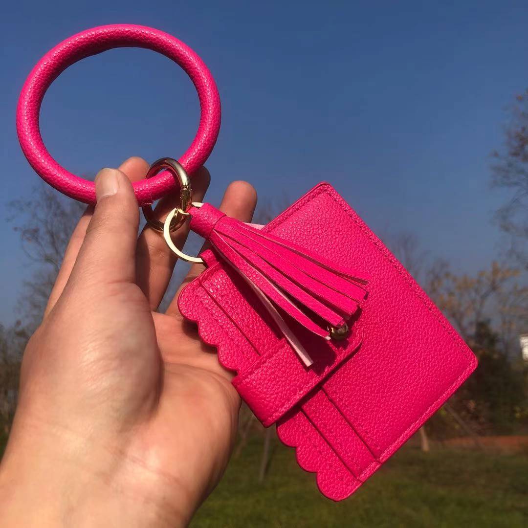 Wholesale Leopard Print PU Leather Tassel Keychain Wallet - Chic Fashion Accessory for Gift
