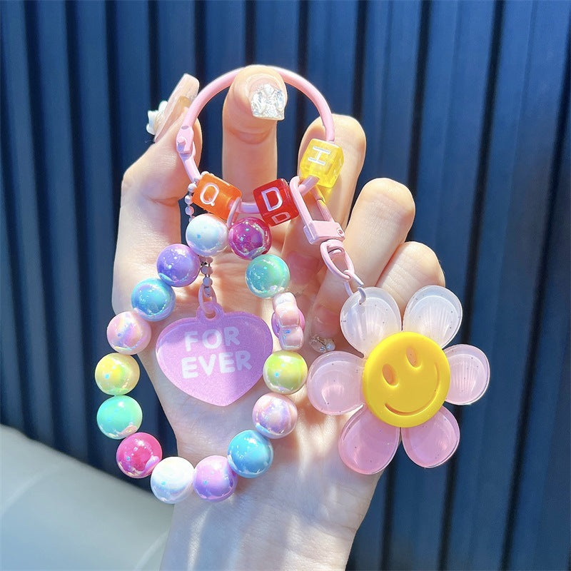 Wholesale Creative Acrylic Smiling Flower Keychain
