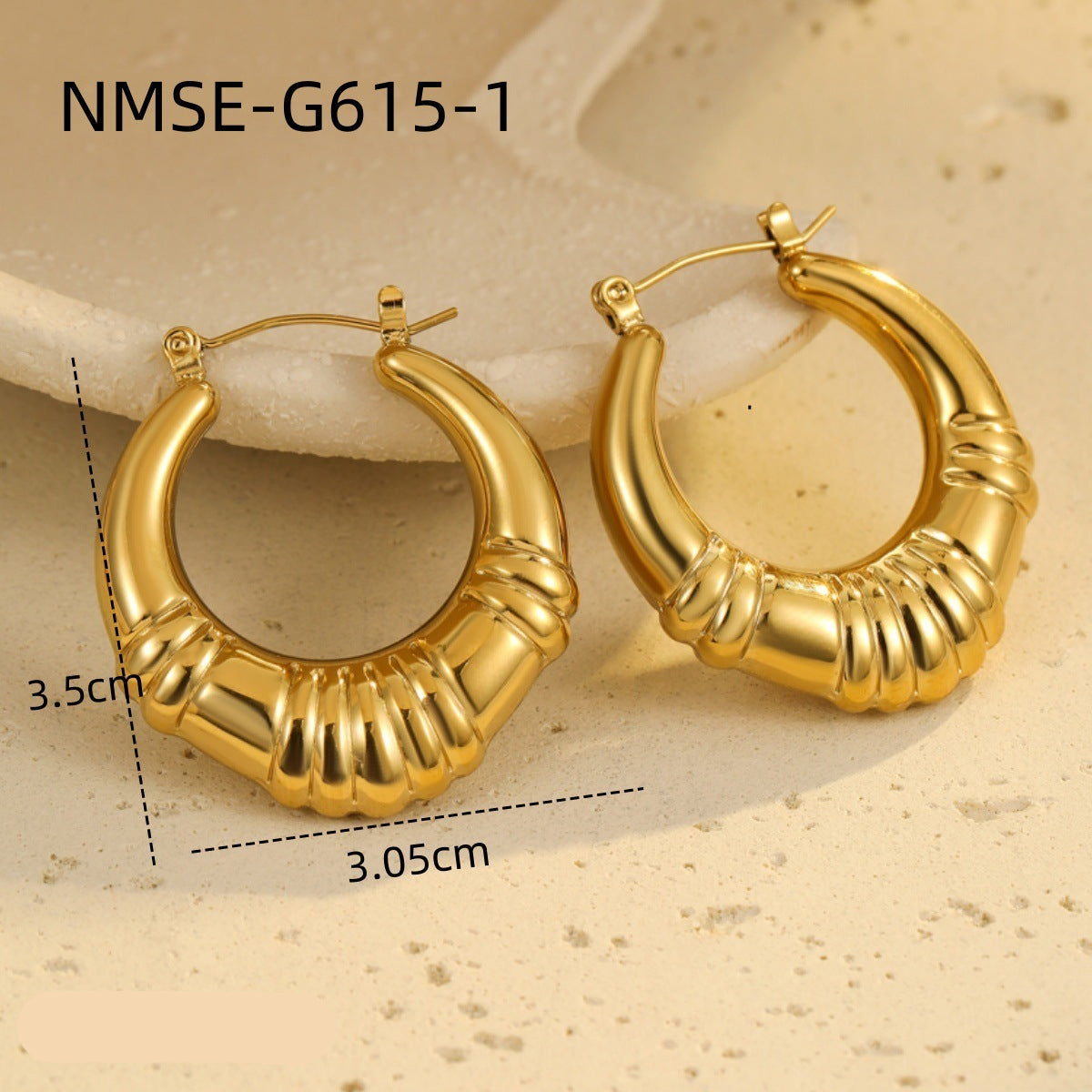 Wholesale Retro 18K Gold Plated Stainless Steel Earrings