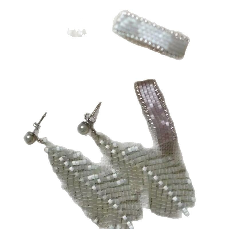 Wholesale Swan Feather Tassel Hand-Beaded Earrings