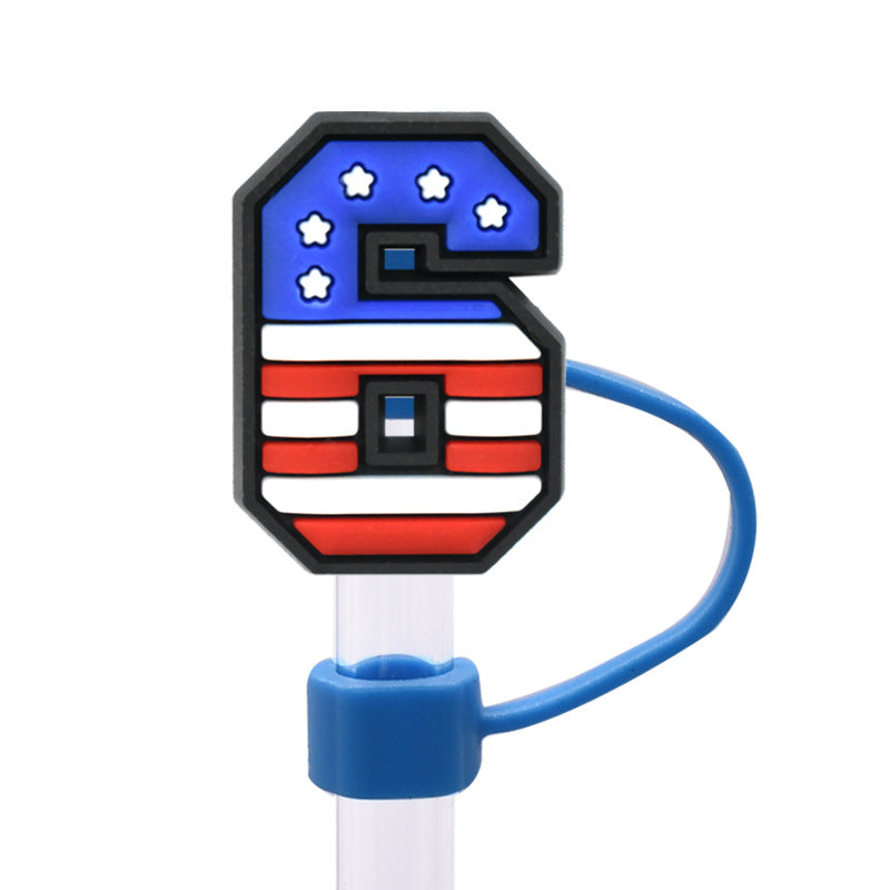 Wholesale Random 100pcs dustproof straw cap letter Straw Cover Straw Tube Cap