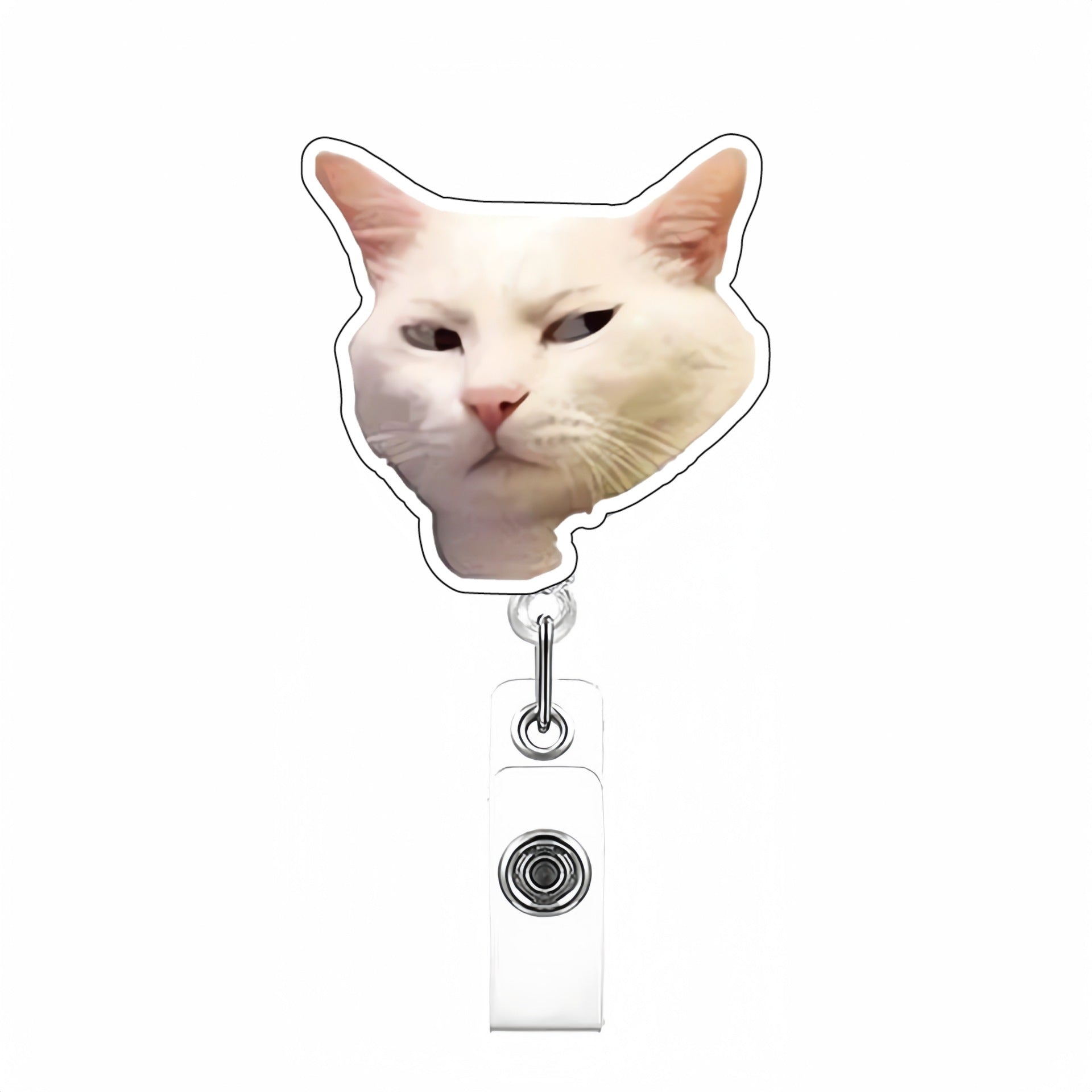 Wholesale Cute Cat Acrylic Retractable Rotating Badge Keychain
