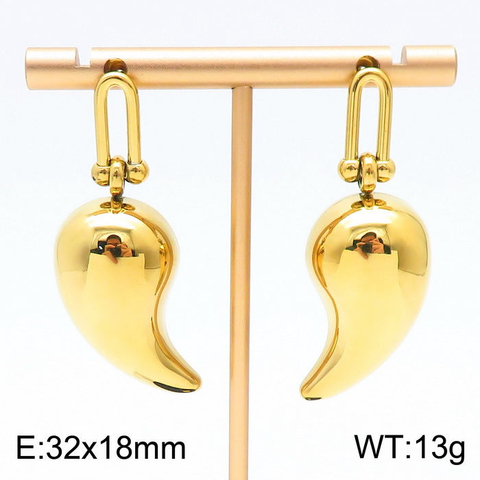Wholesale Water Drop Hollow Set Glossy Stainless Steel Earrings Necklace ACC-ES-RuiMasi002