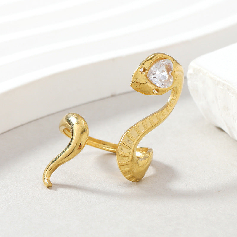 Wholesale Stainless Steel Snake-shaped Diamond-plated 18k Gold Rings ACC-RS-WangG003