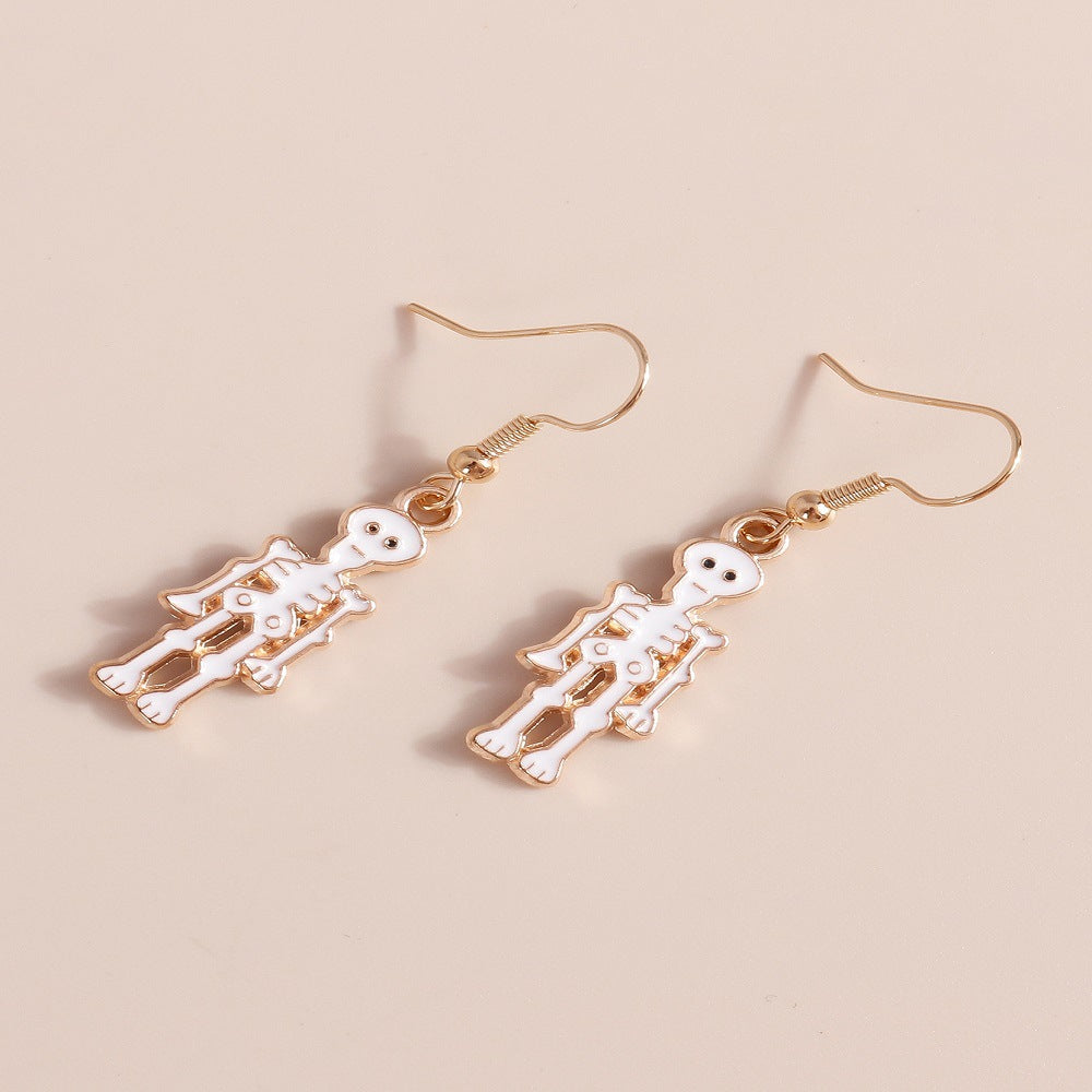 Wholesale  Skull Earrings Halloween Series Cute Funny Alloy Oil Dropping Earrings