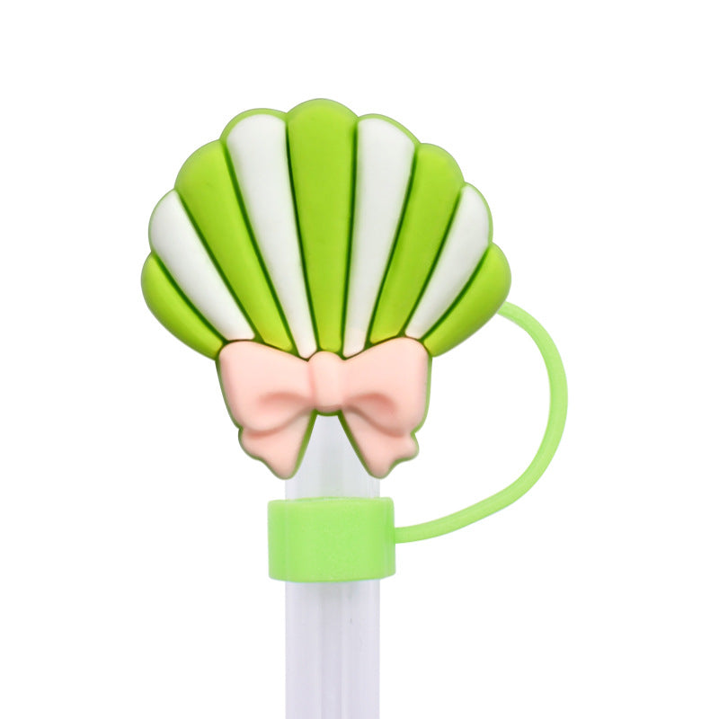 Wholesale Random 100pcs Multicolor Shell Series 10mm PVC Soft Straw Tube Cap