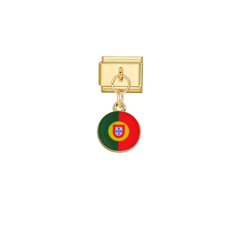 Wholesale Gold Italian Flag Module Pendant DIY Detachable Charm Fashion Accessory